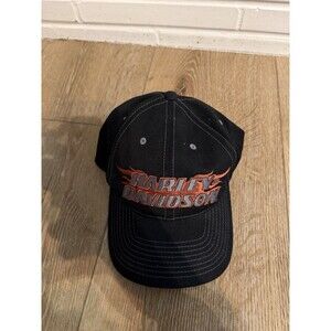 Harley Davidson Mens Black Graphic Fitted Hat Cap Size S/M